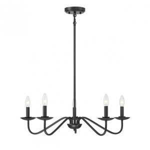 Meridian 5-Light Chandelier M100120MBK 28 Inch 5 Light Matte Black Chandelier Dry Rated