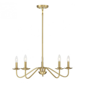 Meridian 5-Light Chandelier M100120NB 28 Inch 5 Light Natural Brass Chandelier Dry Rated