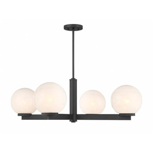 Meridian 4-Light Chandelier M100123MBK 38 Inch 4 Light Matte Black Chandelier Dry Rated