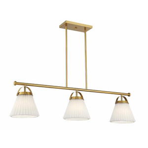 Meridian 3-Light Linear Chandelier M100125NB 8 Inch 3 Light Natural Brass Linear Chandelier Dry Rated