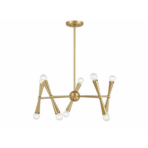 Meridian 10-Light Chandelier M100128NB 24 Inch 10 Light Natural Brass Chandelier Dry Rated