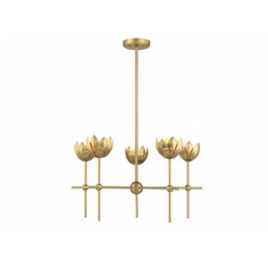 Meridian 5-Light Chandelier M100131NB 26 Inch 5 Light Natural Brass Chandelier Dry Rated