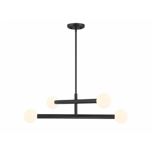 Meridian 4-Light Chandelier M100133MBK 30 Inch 4 Light Matte Black Chandelier Dry Rated
