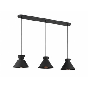 Meridian 3-Light Linear Chandelier M100134MBK 9 Inch 3 Light Matte Black Linear Chandelier Dry Rated