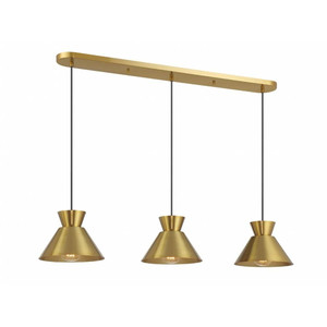 Meridian 3-Light Linear Chandelier M100134NB 9 Inch 3 Light Natural Brass Linear Chandelier Dry Rated