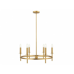 Meridian 6-Light Chandelier M100140NB 25 Inch 6 Light Natural Brass Chandelier Dry Rated