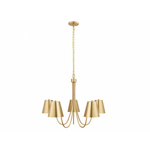 Meridian 5-Light Chandelier M100142NB 32 Inch 5 Light Natural Brass Chandelier Dry Rated