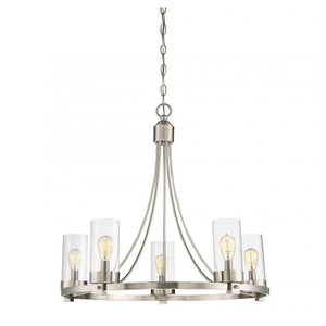 Meridian 5-Light Chandelier M10018BN 26 Inch 5 Light Brushed Nickel Chandelier Dry Rated