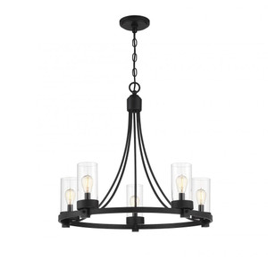 Meridian 5-Light Chandelier M10018MBK 26 Inch 5 Light Matte Black Chandelier Dry Rated