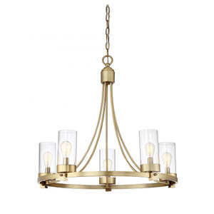 Meridian 5-Light Chandelier M10018NB 26 Inch 5 Light Natural Brass Chandelier Dry Rated