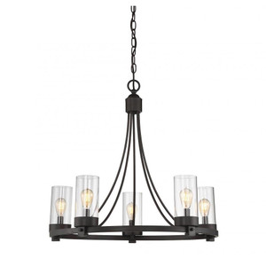 Meridian 5-Light Chandelier M10018ORB 26 Inch 5 Light Oil Rubbed Bronze Chandelier Dry Rated