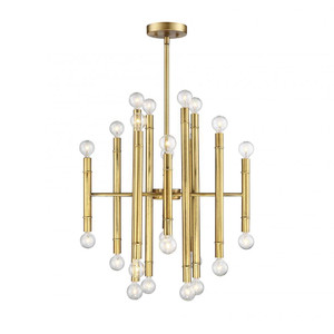 Meridian 24-Light Chandelier M10040NB 22 Inch 24 Light Natural Brass Chandelier Dry Rated