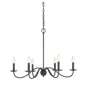 Meridian 6-Light Chandelier M10042AI 30 Inch 6 Light Aged Iron Chandelier Dry Rated