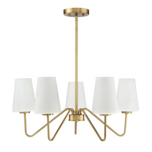 Meridian 5-Light Chandelier M10060NB 25 Inch 5 Light Natural Brass Chandelier Dry Rated