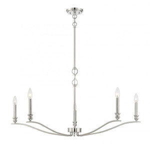 Meridian 5-Light Chandelier M10086PN 42 Inch 5 Light Polished Nickel Chandelier Dry Rated