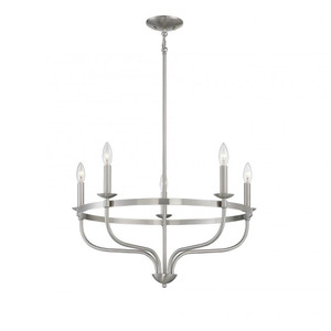 Meridian 5-Light Chandelier M10087BN 26 Inch 5 Light Brushed Nickel Chandelier Dry Rated