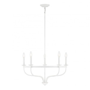 Meridian 5-Light Chandelier M10087BQW 26 Inch 5 Light Bisque White Chandelier Dry Rated
