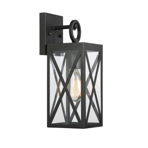 Meridian 1-Light Outdoor Wall Lantern M50027BK 5 Inch 1 Light Black Outdoor Wall Sconce Light Wet Rated