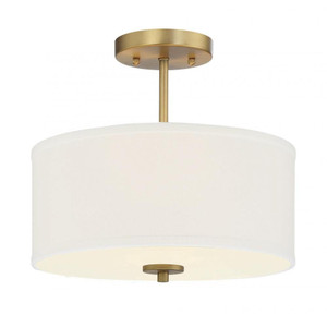 Meridian 2-Light Ceiling Light M60008NB 13 Inch 2 Light Natural Brass Semi-Flush Dry Rated