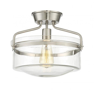 Meridian 1-Light Ceiling Light M60011BN 13 Inch 1 Light Brushed Nickel Semi-Flush Dry Rated