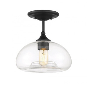 Meridian 1-Light Ceiling Light M60017MBK 10 Inch 1 Light Matte Black Semi-Flush Dry Rated