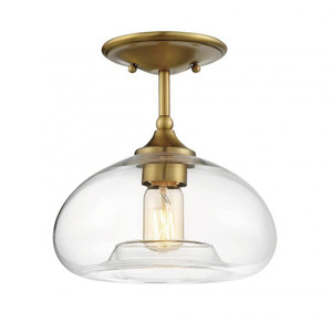 Meridian 1-Light Ceiling Light M60017NB 10 Inch 1 Light Natural Brass Semi-Flush Dry Rated