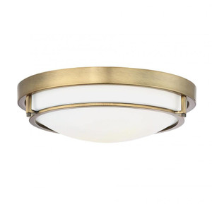 Meridian 2-Light Ceiling Light M60019NB 13 Inch 2 Light Natural Brass Flush Mount Dry Rated