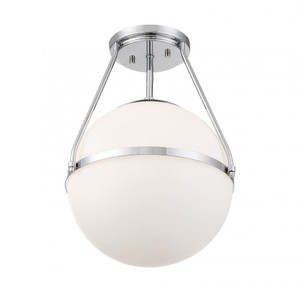 Meridian 1-Light Ceiling Light M60054CH 13 Inch 1 Light Chrome Semi-Flush Dry Rated