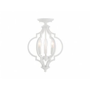 Meridian 3-Light Convertible Semi-Flush or Pendant M60055BQW 11 Inch 3 Light Bisque White Convertible Dry Rated