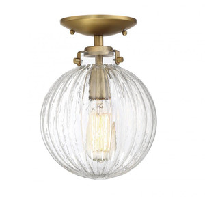 Meridian 1-Light Ceiling Light M60056NB 8 Inch 1 Light Natural Brass Semi-Flush Dry Rated