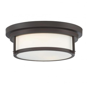 Meridian 2-Light Ceiling Light M60062ORB 13 Inch 2 Light Oil Rubbed Bronze Flush Mount Dry Rated