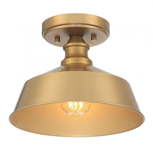Meridian 1-Light Ceiling Light M60068NB 10 Inch 1 Light Natural Brass Semi-Flush Dry Rated