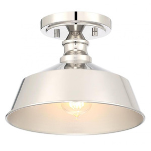 Meridian 1-Light Ceiling Light M60068PN 10 Inch 1 Light Polished Nickel Semi-Flush Dry Rated