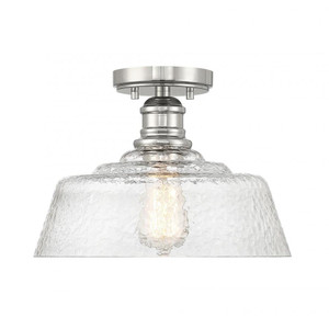 Meridian 1-Light Ceiling Light M60070PN 13 Inch 1 Light Polished Nickel Semi-Flush Dry Rated