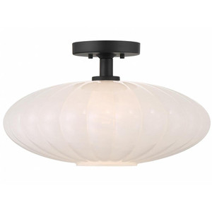 Meridian 1-Light Ceiling Light M60075MBK 18 Inch 1 Light Matte Black Semi-Flush Dry Rated