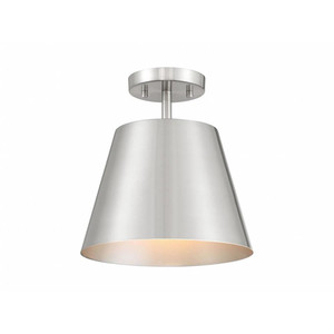 Meridian 1-Light Ceiling Light M60076BN 10 Inch 1 Light Brushed Nickel Semi-Flush Dry Rated