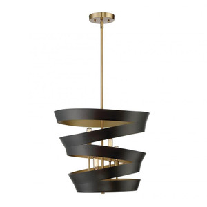 Meridian 4-Light Pendant M70009-46 18 Inch 4 Light Matte Black with Gold Pendant Dry Rated