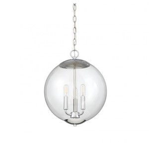 Meridian 3-Light Pendant M70060CH 13 Inch 3 Light Chrome Pendant Dry Rated