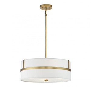 Meridian 4-Light Pendant M70102NB 20 Inch 4 Light Natural Brass Pendant Dry Rated
