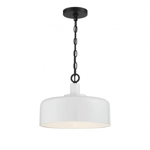 Meridian 1-Light Pendant M70103WHBK 14 Inch 1 Light White with Black Pendant Dry Rated
