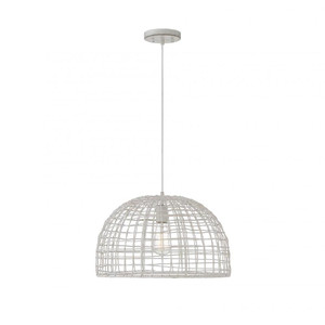 Meridian 1-Light Pendant M70105WR 18 Inch 1 Light White Rattan with a White Socket Pendant Dry Rated