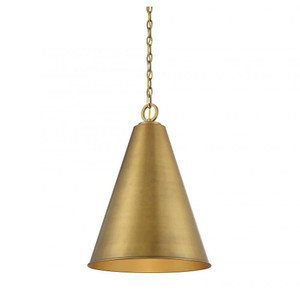Meridian 1-Light Pendant M70112NB 18 Inch 1 Light Natural Brass Pendant Dry Rated