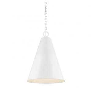 Meridian 1-Light Pendant M70112WH 18 Inch 1 Light White Pendant Dry Rated