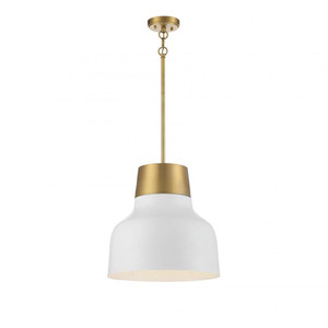 Meridian 1-Light Pendant M70115WHNB 17 Inch 1 Light White with Natural Brass Pendant Dry Rated