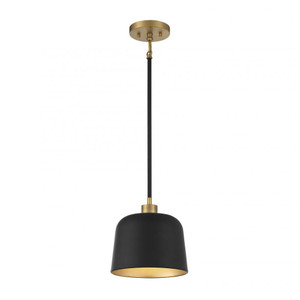 Meridian 1-Light Pendant M70118MBKNB 9 Inch 1 Light Matte Black with Natural Brass Pendant Dry Rated