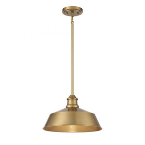 Meridian 1-Light Pendant M7021NB 14 Inch 1 Light Natural Brass Pendant Dry Rated