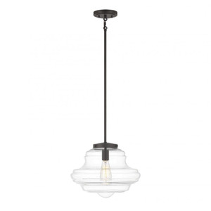 Meridian 1-Light Pendant M7022ORB 15 Inch 1 Light Oil Rubbed Bronze Pendant Dry Rated