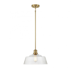 Meridian 1-Light Pendant M7023NB 15 Inch 1 Light Natural Brass Pendant Dry Rated