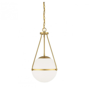 Meridian 1-Light Pendant M7025NB 13 Inch 1 Light Natural Brass Pendant Dry Rated