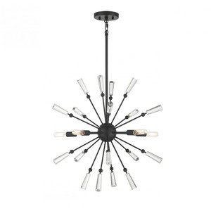 Meridian 5-Light Pendant M7028MBK 26 Inch 5 Light Matte Black Pendant Dry Rated